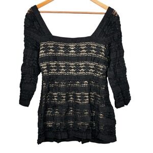 Max Studio Y2K Semi Sheer Floral Lace Tunic Top Women L Vamp Romantic Whimsigoth